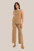 Sleeveless cotton-blend top with jacquard pattern